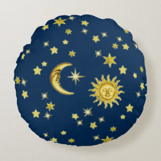 Sun, Moon & Stars Round Cushion