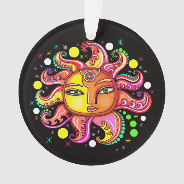 Sun Moon Stars Sunface Ornament (Front)