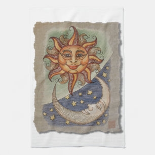 Sun Moon & Stars Tea Towel