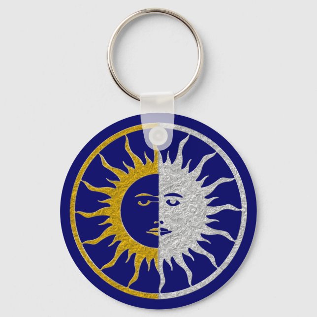 SUN & MOON Symbol - gold silver Key Ring (Front)