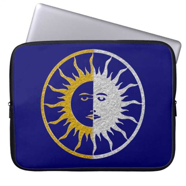 SUN & MOON Symbol - gold silver Laptop Sleeve (Front)