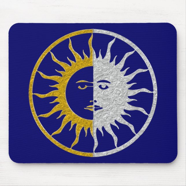 SUN & MOON Symbol - gold silver Mouse Mat (Front)