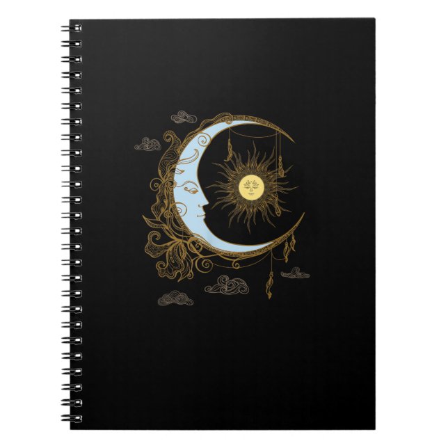 Sun Moon Vintage 90s Witch Whimsigoth Aesthetic Notebook (Front)