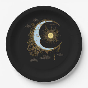 Sun Moon Vintage 90s Witch Whimsigoth Aesthetic Paper Plate