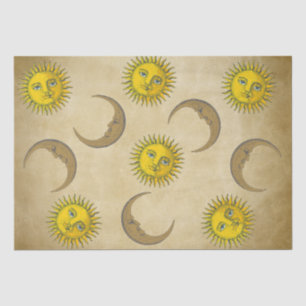 Sun Moon Vintage art hand painted illustration Tissue Paper