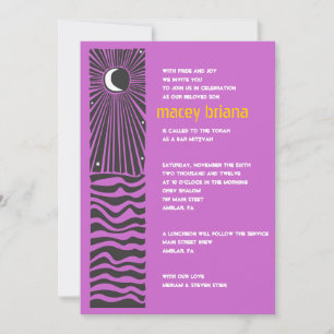 SUN MOON WATER Bar Bat Mitzvah Invitation