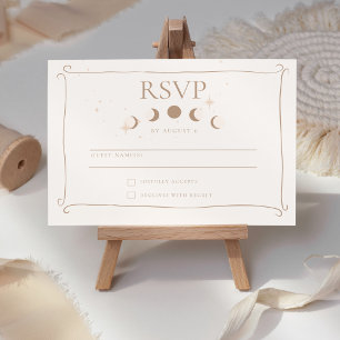 Sun & Moon Whimsical Hand Drawn Celestial Wedding RSVP Card