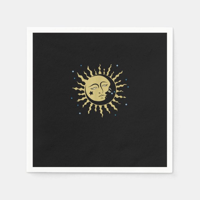 Sun Moon With 90s Witch Whimsigoth Aesthetic Napkin (Front)