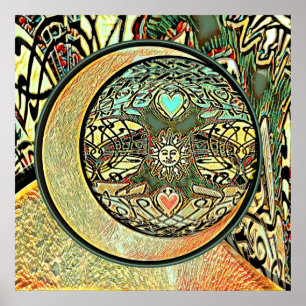 Sun, Moon, Yin Yang, Tree of Life Poster