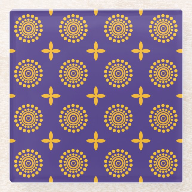 Sun Mosaic Pattern Glass Coaster (Front)