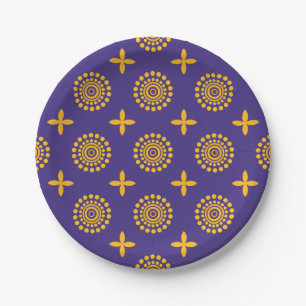 Sun Mosaic Pattern Paper Plate