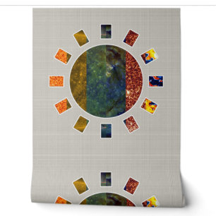Sun Mosaic Wallpaper Light Grey Mural