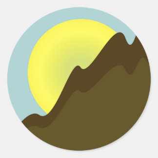 Sun mountain illustration  classic round sticker