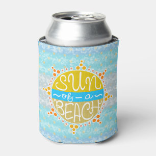 Sun of a Beach Cute Summer Seaside Nautical Custom Can Cooler