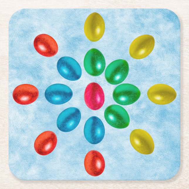 Sun of Easter eggs Square Paper Coaster (Front)