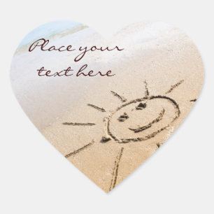 Sun On The Beach Heart Sticker