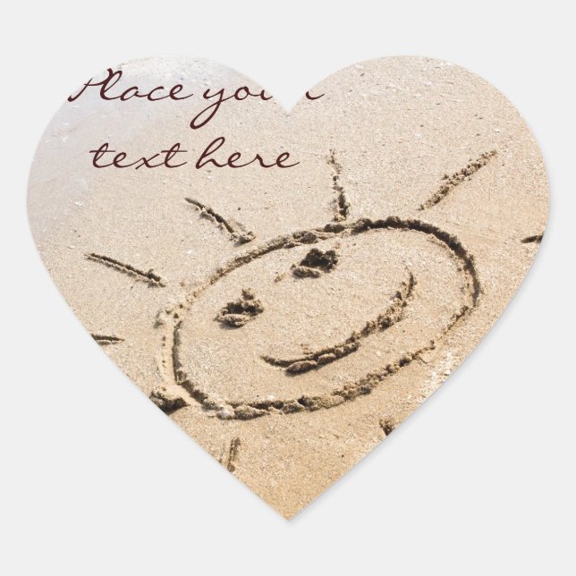 Sun On The Beach Heart Sticker (Front)