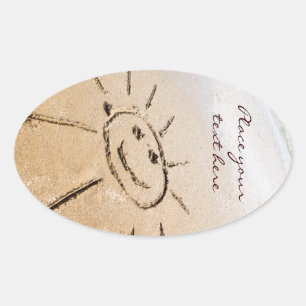 Sun On The Beach Oval Sticker
