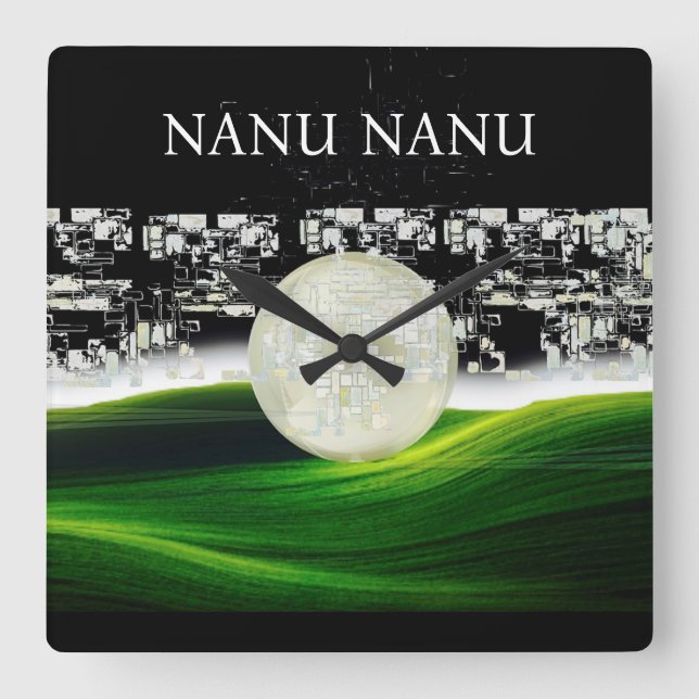 SUN ON THE MOON SQUARE WALL CLOCK (Front)