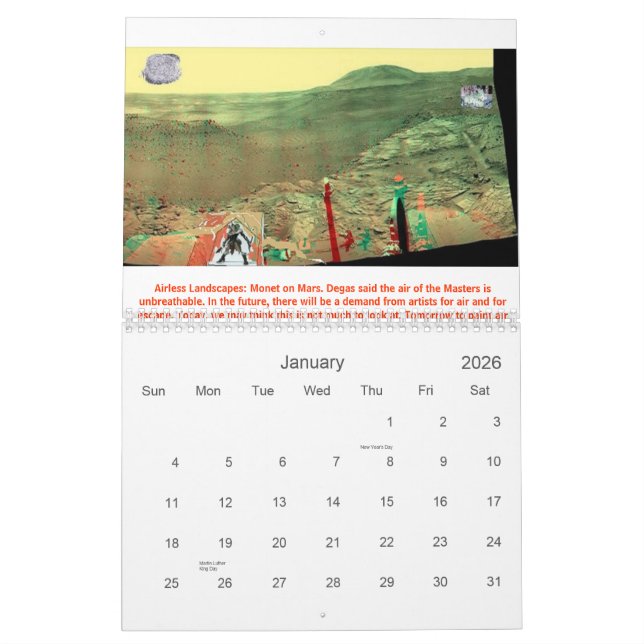 Sun on the Wall, Sun on the Wall, Cracks in the... Calendar (Jan 2026)