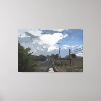 Sun Over Bridge Stretched Canvas Print