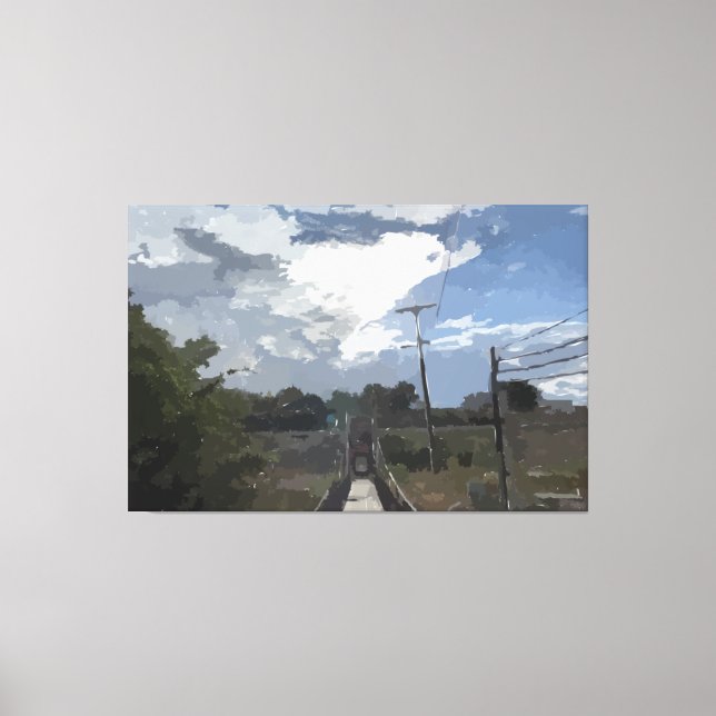 Sun Over Bridge Stretched Canvas Print (Front)