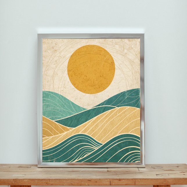  Sun Over Rolling Hills & Waves Poster (Creator Uploaded)