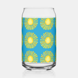 Sun Pattern Orange and Yellow Can Glass
