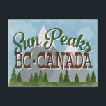 Sun Peaks Canada Fun Retro Snowy Mountains Postcard<br><div class="desc">Sun Peaks Canada neo vintage travel design in fun retro cartoon style featuring snow capped mountains,  forest and trees below,  blue skies and cool retro script text.</div>