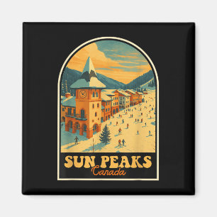 Sun Peaks Canada Vintage Design Retro Ski Village Magnet