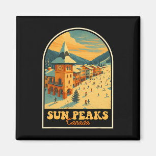 Sun Peaks Canada Vintage Design Retro Ski Village Magnet