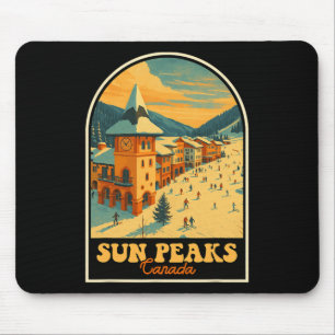 Sun Peaks Canada Vintage Design Retro Ski Village Mouse Mat