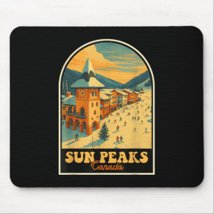 Sun Peaks Canada Vintage Design Retro Ski Village Mouse Mat