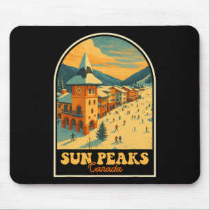 Sun Peaks Canada Vintage Design Retro Ski Village Mouse Mat