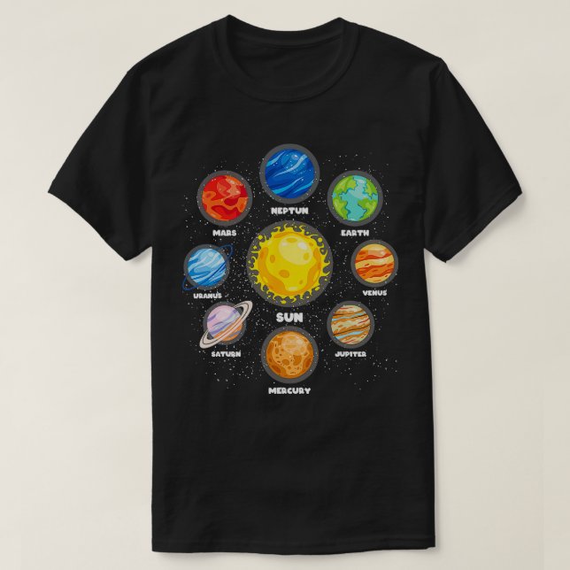 Sun Planets Outer Space Scientist Astronaut Space  T-Shirt (Design Front)