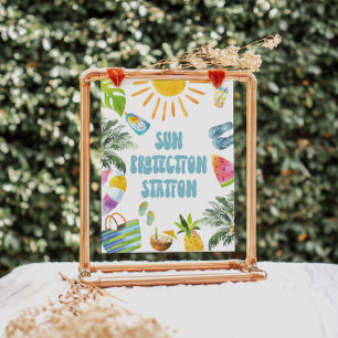 Sun Protection Station Pool Party Sign