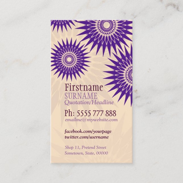 Sun Purple Rosea w/ Logo Business Card (Front)