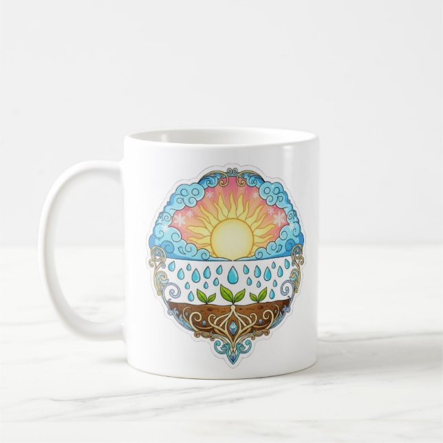 Sun Rain Growth Nature Symbol Illustration design  Coffee Mug (Left)