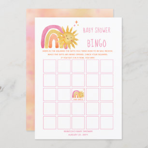 Sun   Rainbow Sunshine Baby Shower Bingo Invitation