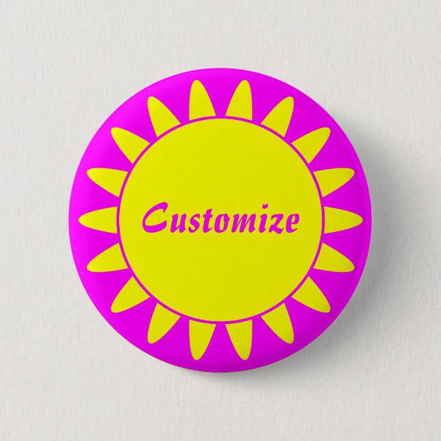 Sun Ray Template - 3 - Magenta & Yellow 6 Cm Round Badge (Front)