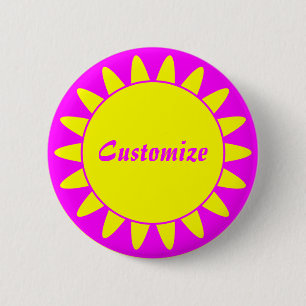 Sun Ray Template - 3 - Magenta & Yellow 6 Cm Round Badge