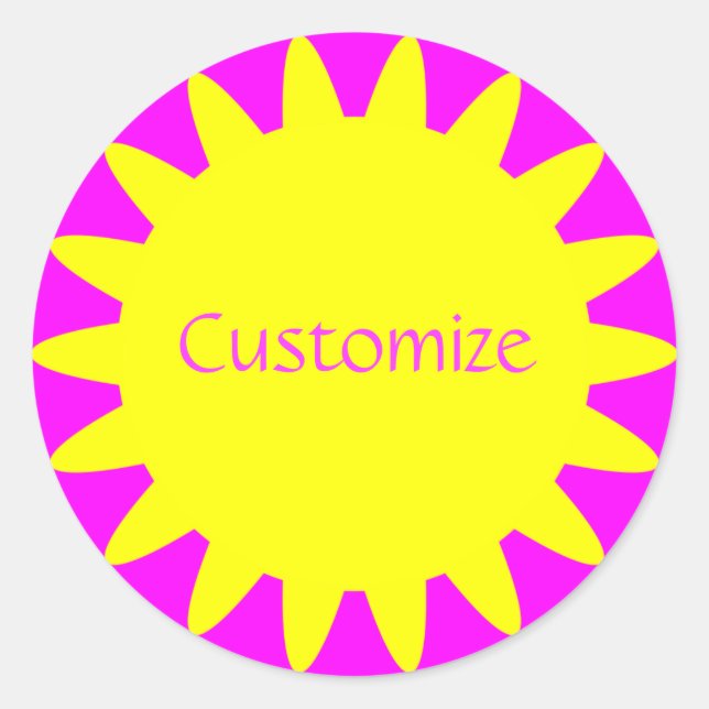 Sun Ray Template - 3 - Magenta & Yellow Classic Round Sticker (Front)
