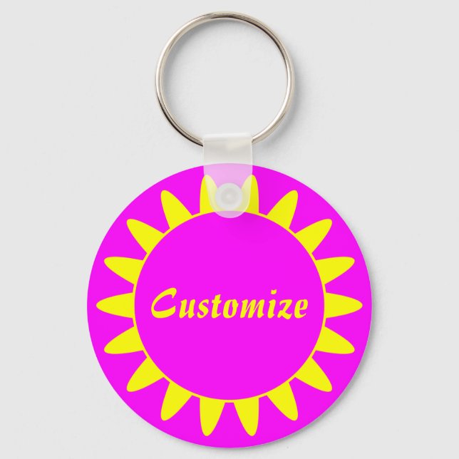 Sun Ray Template - 3 - Magenta & Yellow v1 Key Ring (Front)