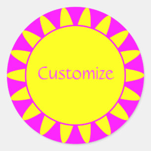 Sun Ray Template - 3 - Magenta & Yellow v2 Classic Round Sticker