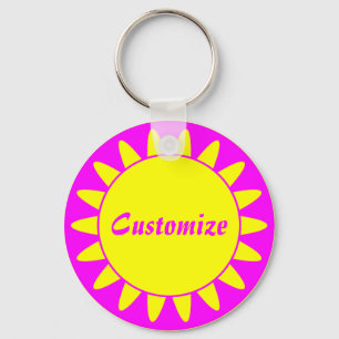 Sun Ray Template - 3 - Magenta & Yellow v2 Key Ring
