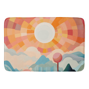 Sun Rays Abstract Landscape Bath Mat