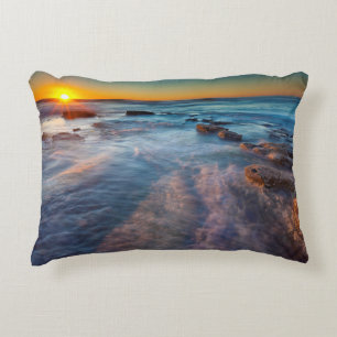 Sun rays illuminate the Pacific Ocean Decorative Cushion