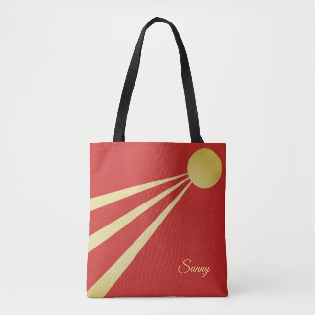Sun Rays on Red Tote Bag (Front)