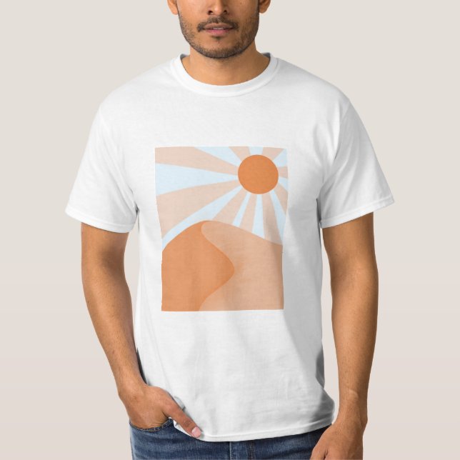 sun rays over Sand dunes - printed T-Shirt (Front)