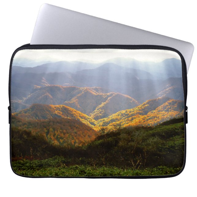 Sun Rays Over Shirakami-Sanchi Mountains Laptop Sleeve (Front)